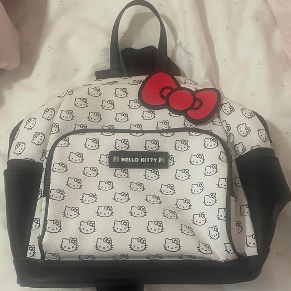 black hello kitty backpack with red bow Fast Forward for Girls, 16 inch, and Grey | Large Durable Sanrio School Bag w/ Front Zip Pocket - Hello Kitty School Supplies The black faux leather exterior features a white all The Children's Place Girls Hello